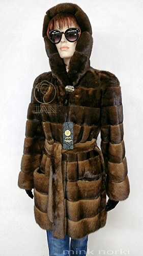 Płaszcz, futro z norek, norki