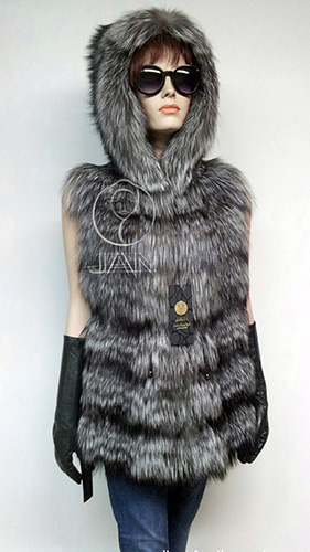 Kamizelka futro z lisów srebrnych